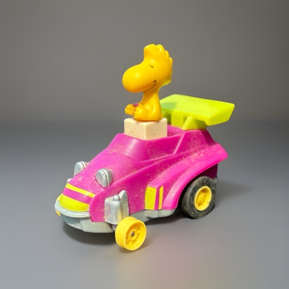 Vintage 1972 Peanuts Woodstock Pull Back  Race Car Toy 2" McDonalds Happy Meal - Picture 2 of 3